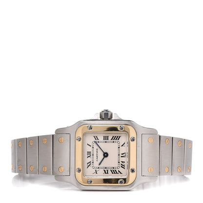 Cartier Stainless Steel 18K Yellow Gold 24mm Santos De Cartier Galbee Quartz Watch 3 of 8