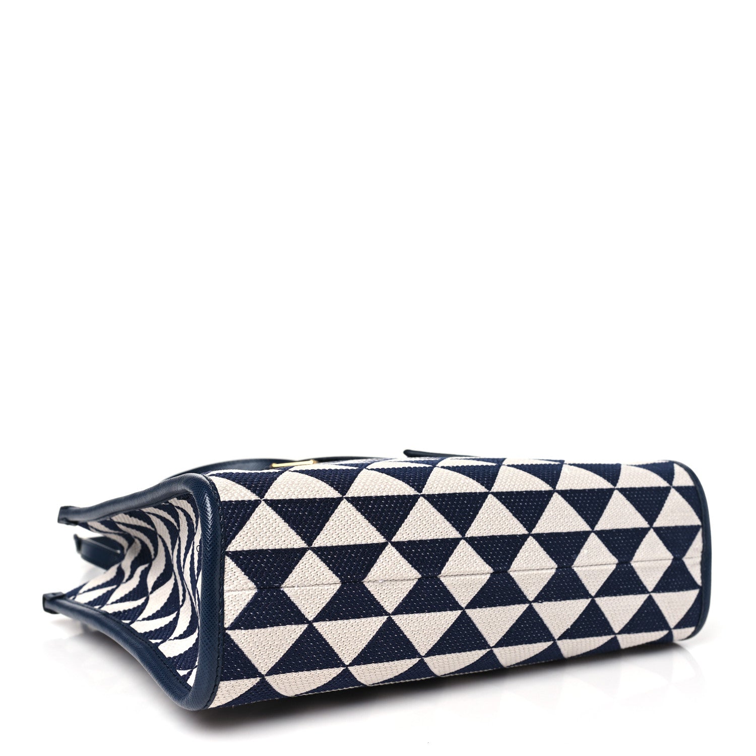 Prada Jacquard Saffiano Triangolo Symbole Embroidered Small Tote Baltico Talco 4 of 11