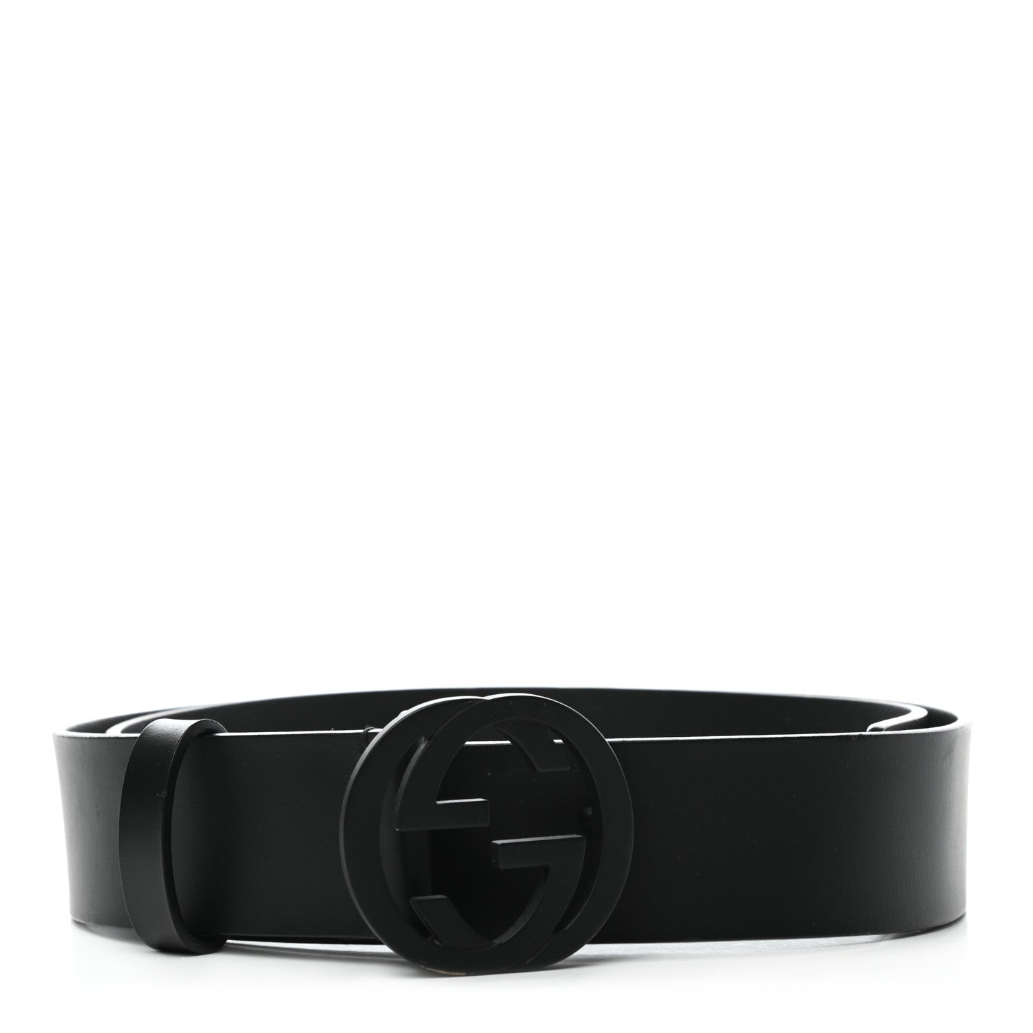 Gucci Selleria Calfskin Monochrome Interlocking G 37mm Belt 90 36 Black 1 of 9