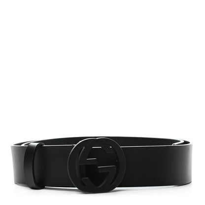 Gucci Selleria Calfskin Monochrome Interlocking G 37mm Belt 90 36 Black 1 of 9