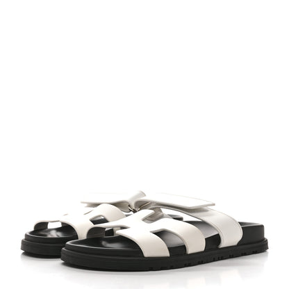 Hermes Calfskin Womens Chypre Sandals 37.5 White 4 of 9