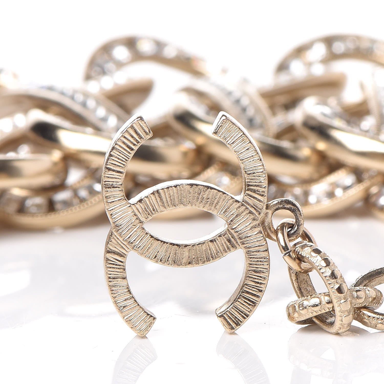 Chanel Baguette Crystal Twisted Knots CC Bracelet Gold 5 of 5