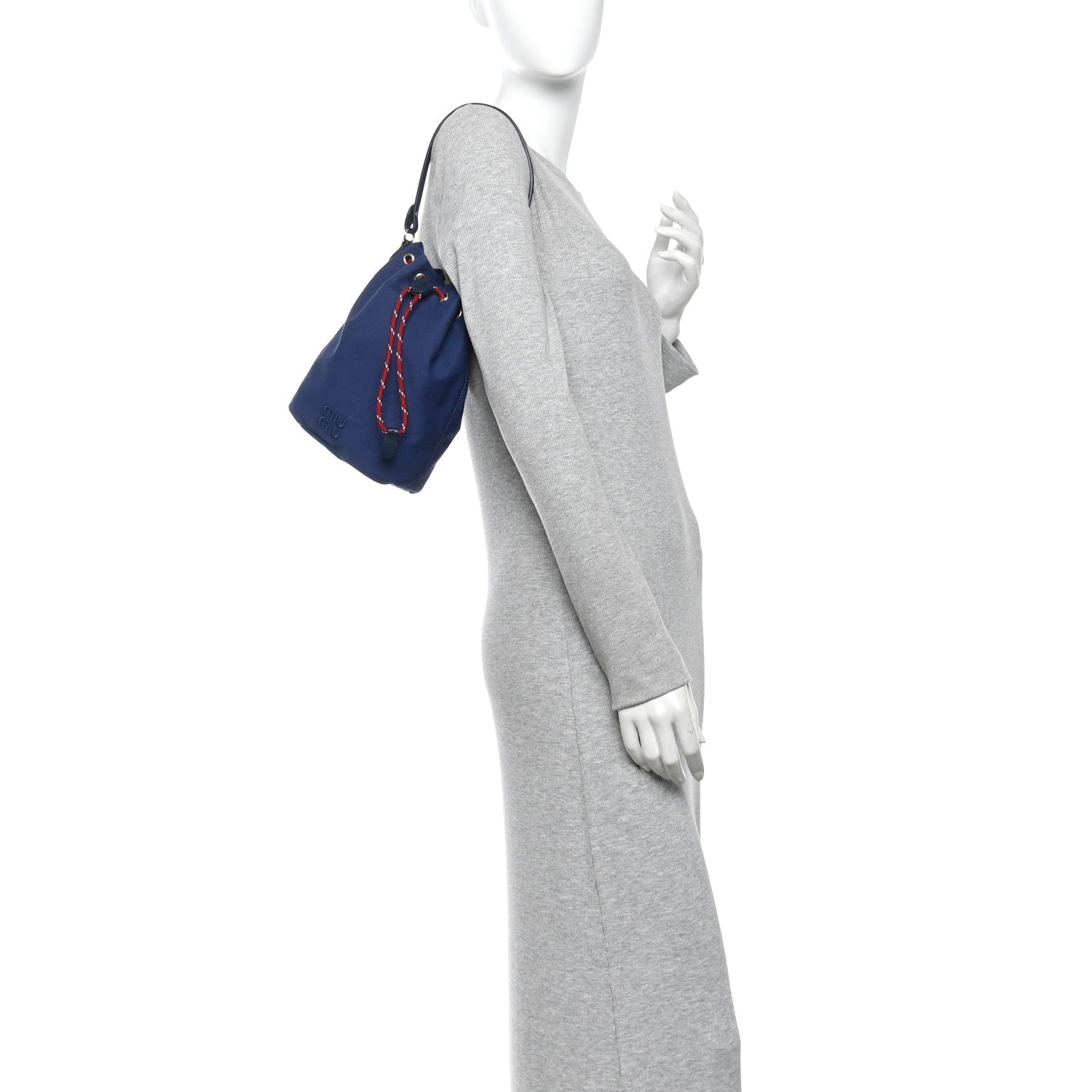 Miu Miu Canvas Gabardine Pouch Bucket Bag Indaco Amaranto 2 of 9