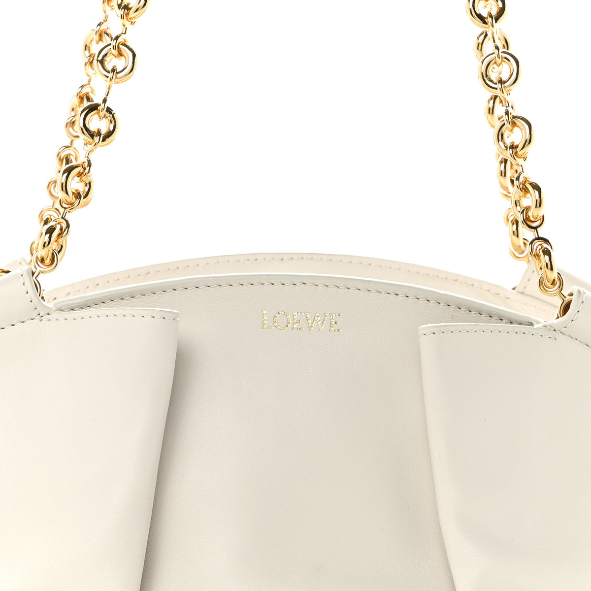 Shiny Nappa Calfskin Small Paseo Bag With Chain Soft White