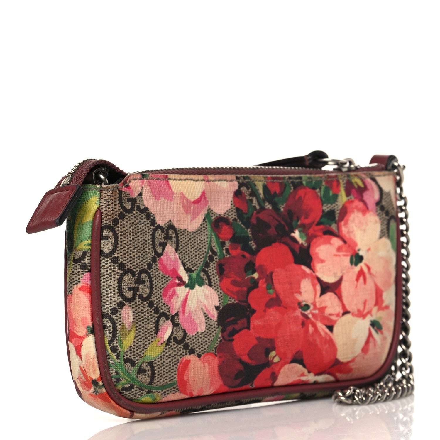 Gucci GG Supreme Monogram Blooms Mini Chain Bag Beige Multicolor Dry Rose 3 of 9