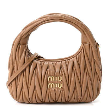 Miu Miu Nappa Matelasse Small Wander Hobo Caramel 1 of 9