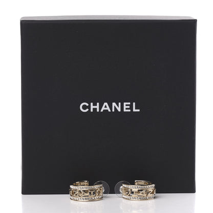 Chanel Metal Crystal Bow-tiful CC Hoop Earrings Gold 5 of 5