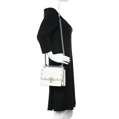 Fendi Vitello Liberty Scalloped Multi Studded Small Kan I Shoulder Bag White Ice Multicolor 2 of 14