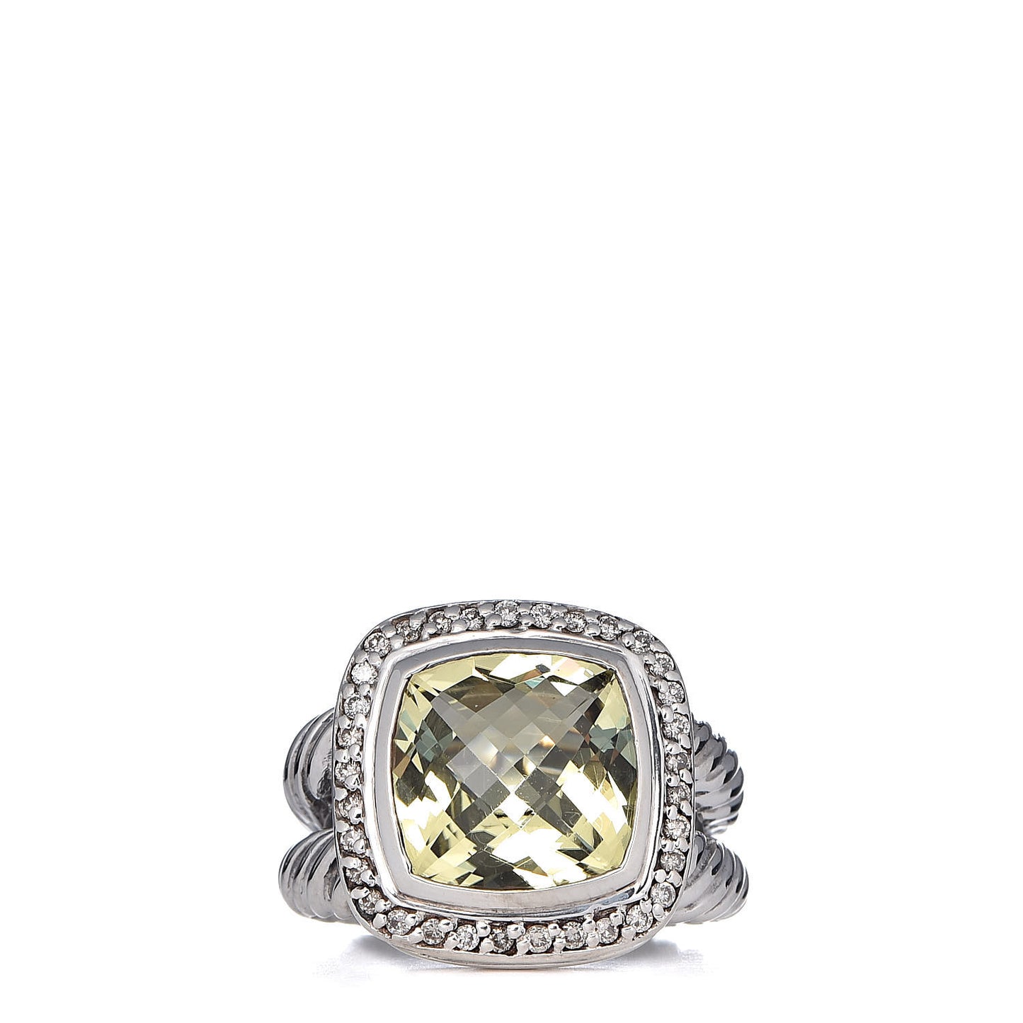 Sterling Silver Diamond Lemon Quartz 11mm Albion Ring 53 6.5