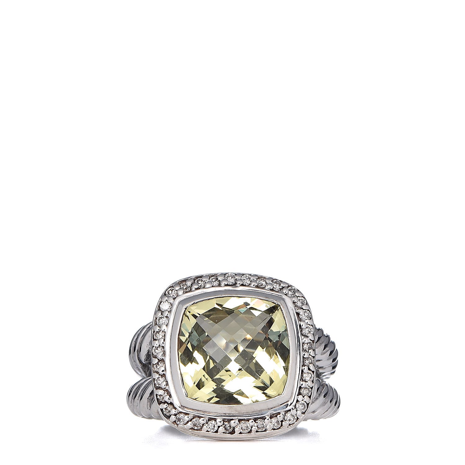 David Yurman Sterling Silver Diamond Lemon Quartz 11mm Albion Ring 53 6.5 1 of 6