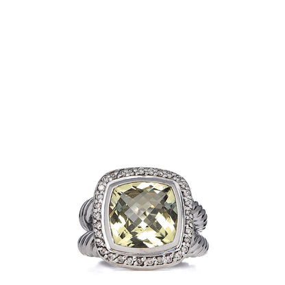 David Yurman Sterling Silver Diamond Lemon Quartz 11mm Albion Ring 53 6.5 1 of 6