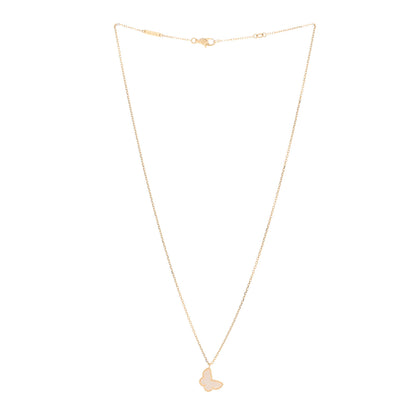 Van Cleef & Arpels 18K Yellow Gold Mother of Pearl Sweet Alhambra Butterfly Pendant Necklace 3 of 5