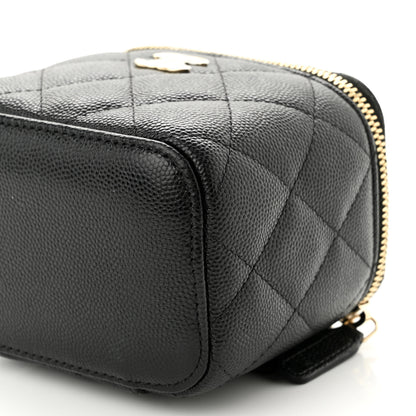 Chanel Caviar Quilted Mini Pearl On Top Vanity Case With Chain Black 10 of 13