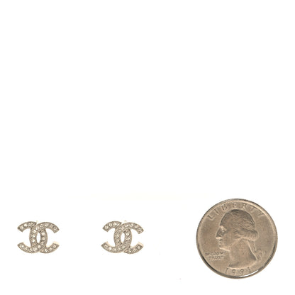 Chanel Crystal Mini Timeless CC Earrings Silver 2 of 5