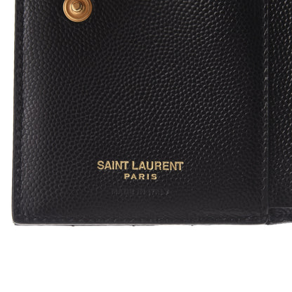 Saint Laurent Grain De Poudre Matelasse Chevron Monogram Zipped Two-Part Wallet Black 6 of 6