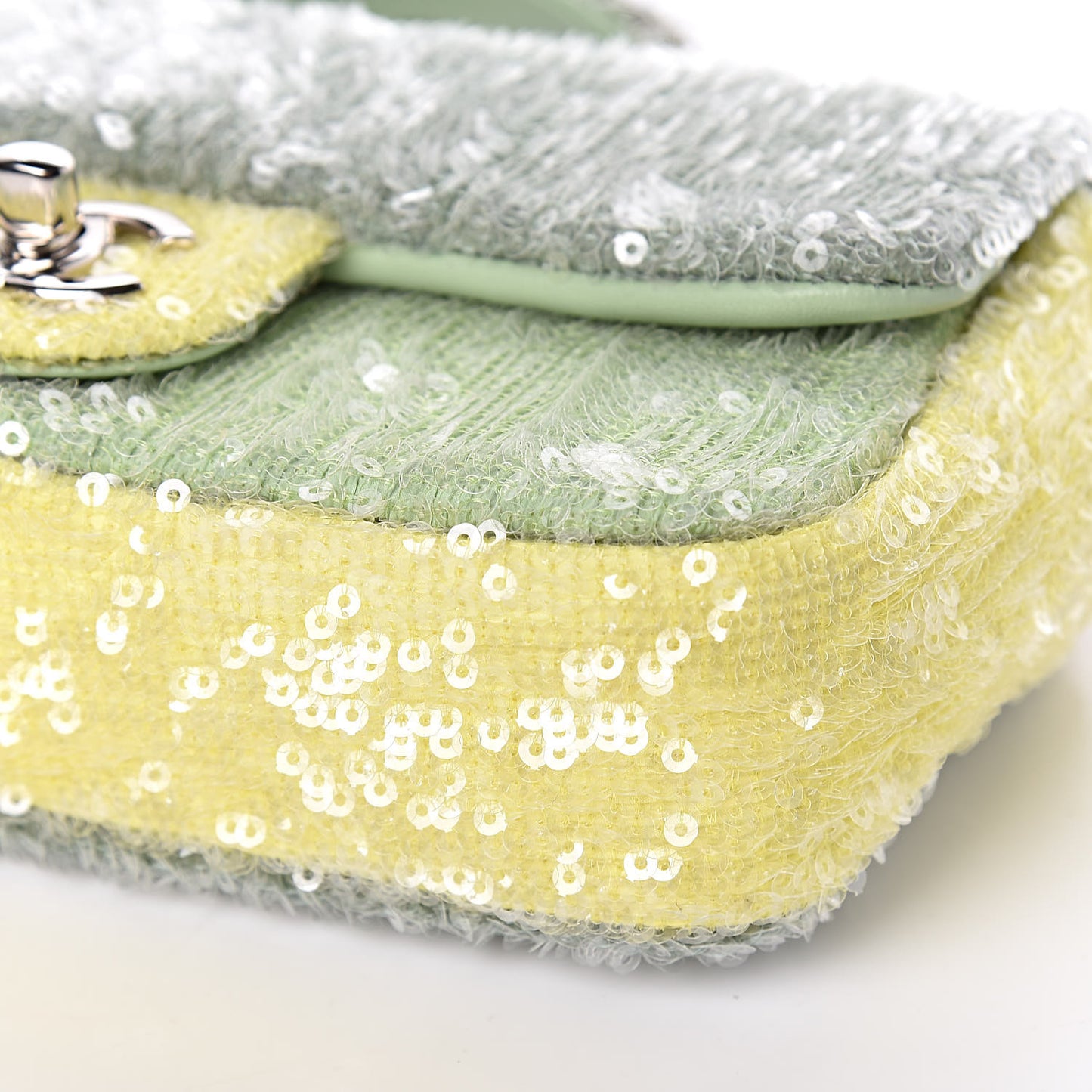 Sequin Mini Waterfall Flap Green Light Green Yellow