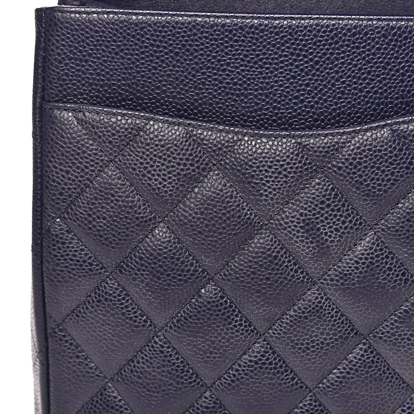 Caviar Quilted Maxi Double Flap Navy Blue