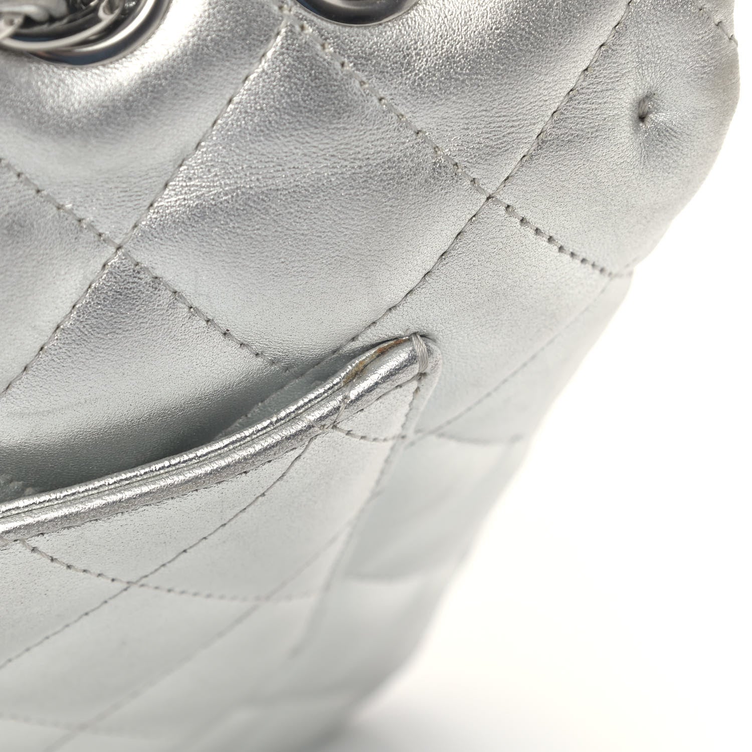 Chanel Metallic Lambskin Quilted Jumbo Single Flap Silver 17 of 17