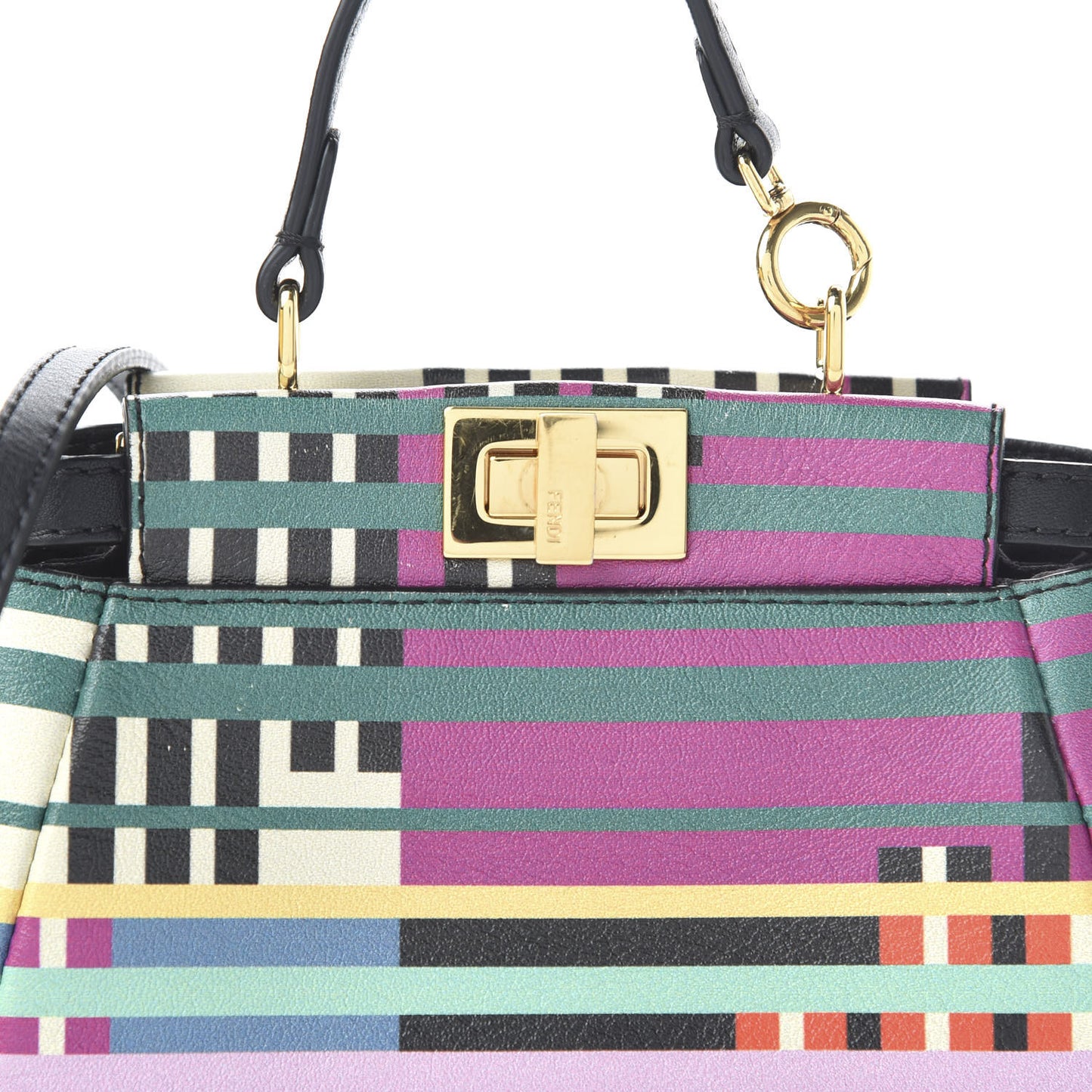 Vitello Seta Digital Print Micro Peekaboo Iconic Satchel Multicolor Black