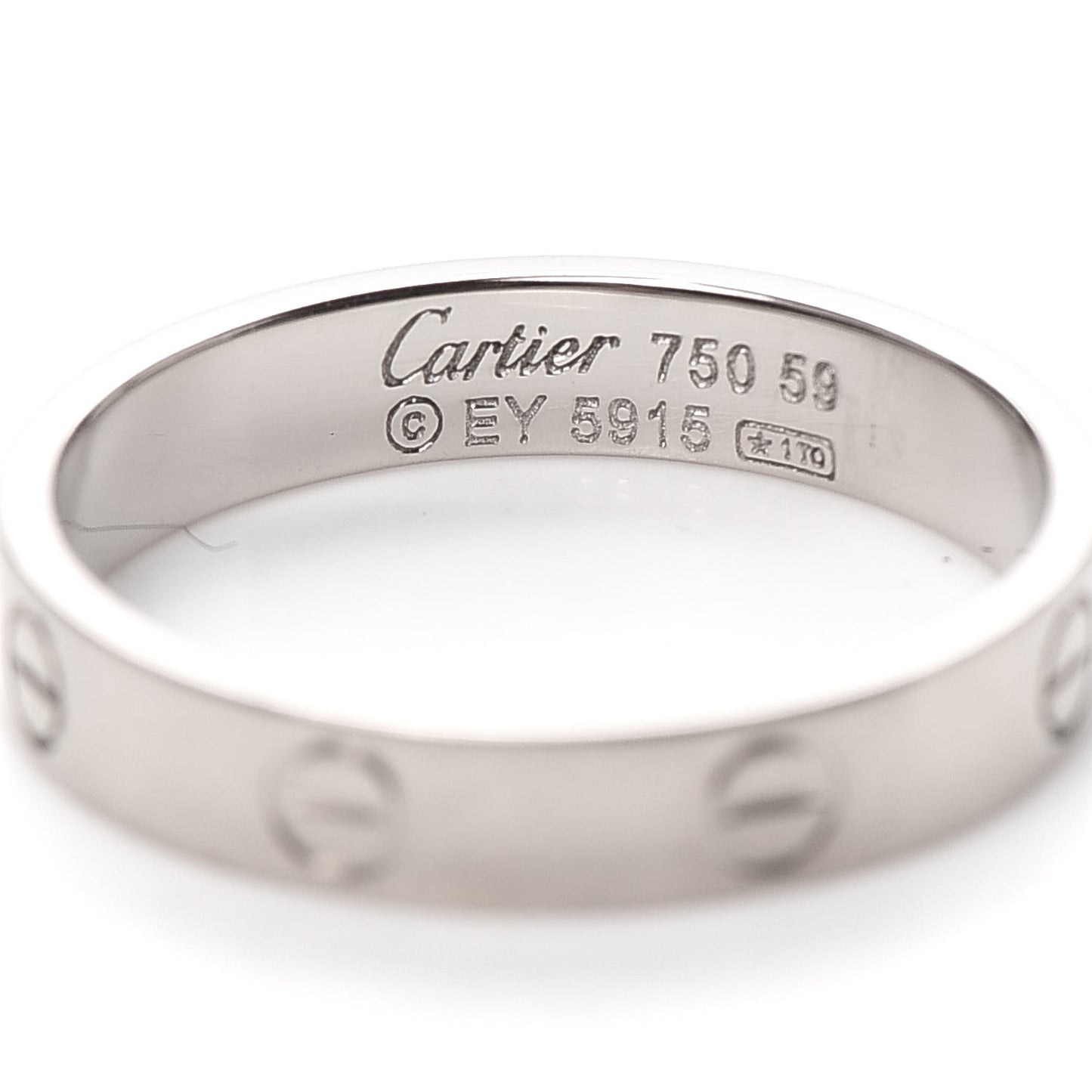18K White Gold 3.5mm LOVE Wedding Band Ring 59 8.75