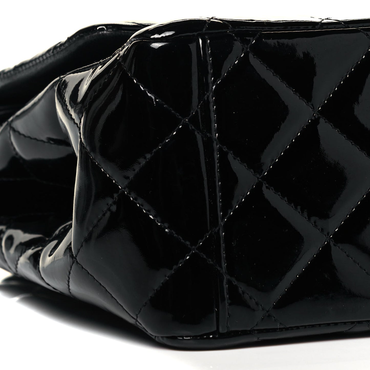 Patent Quilted Maxi Double Flap Black