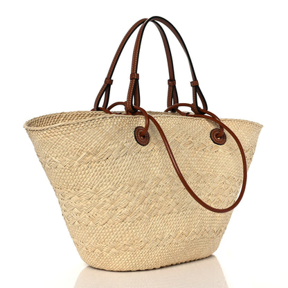 Loewe Iraca Palm Calfskin Medium Anagram Basket Bag Natural Tan 3 of 8