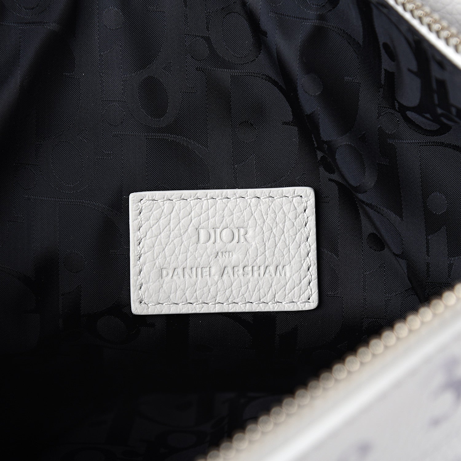 Christian Dior X DANIEL ARSHAM Grained Calfskin Newspaper Print Saddle Bag White 5 of 11