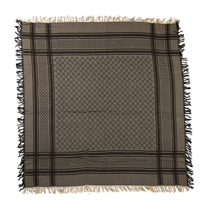 Gucci Wool Silk GG Monogram Diamante Plaid Surviee Shawl Beige Dark Brown 1 of 4