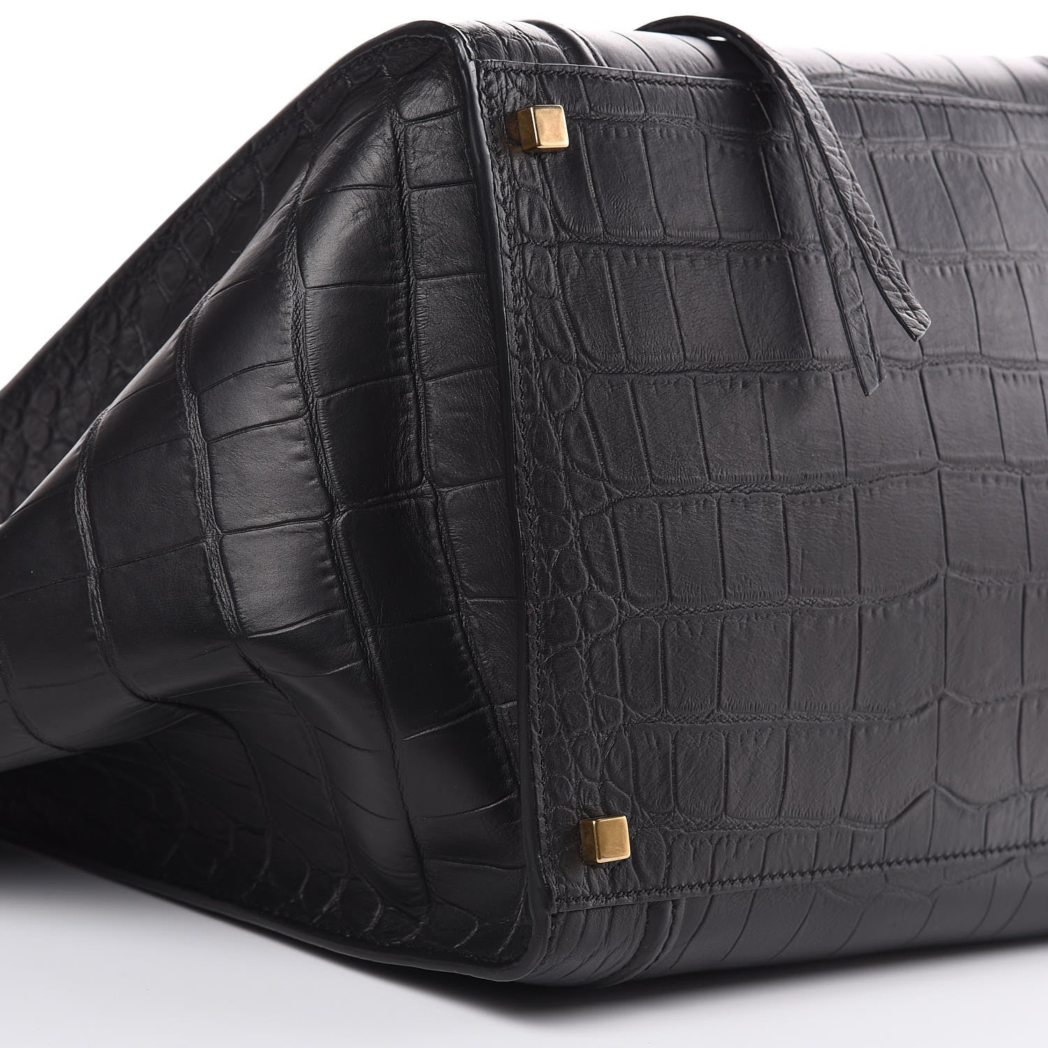 Celine Crocodile Embossed Calfskin Medium Phantom Luggage Black 9 of 11
