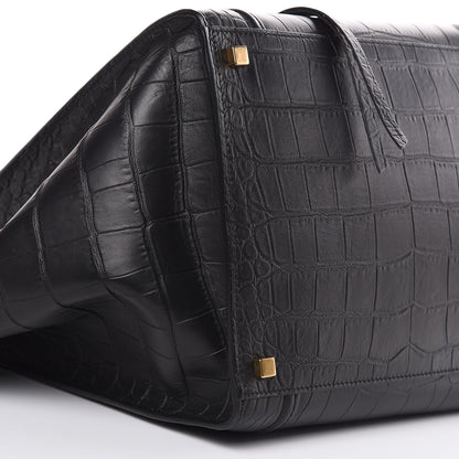 Celine Crocodile Embossed Calfskin Medium Phantom Luggage Black 9 of 11