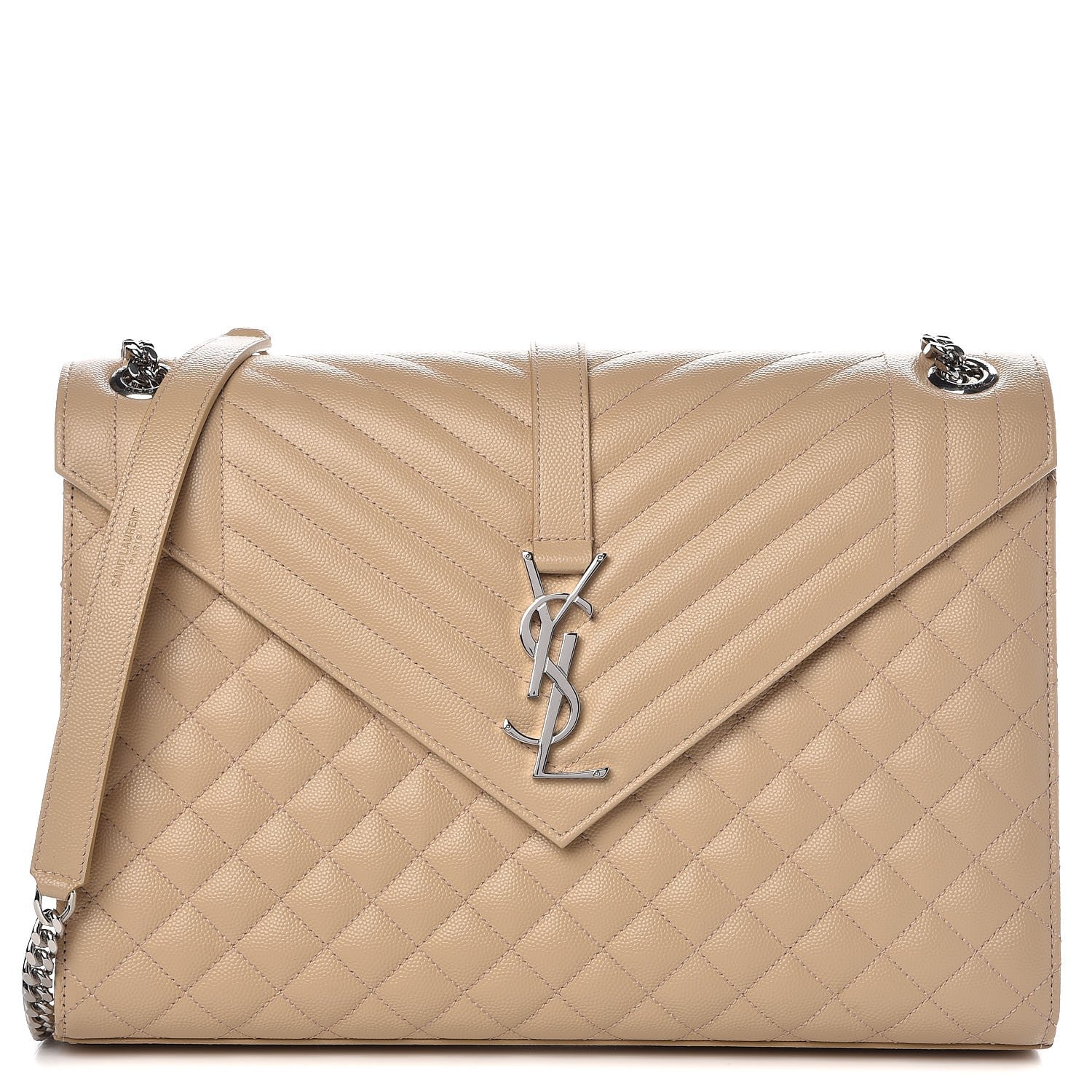 Saint Laurent Grain De Poudre Mixed Matelasse Large Triquilt Monogram Satchel Nude Powder 1 of 8