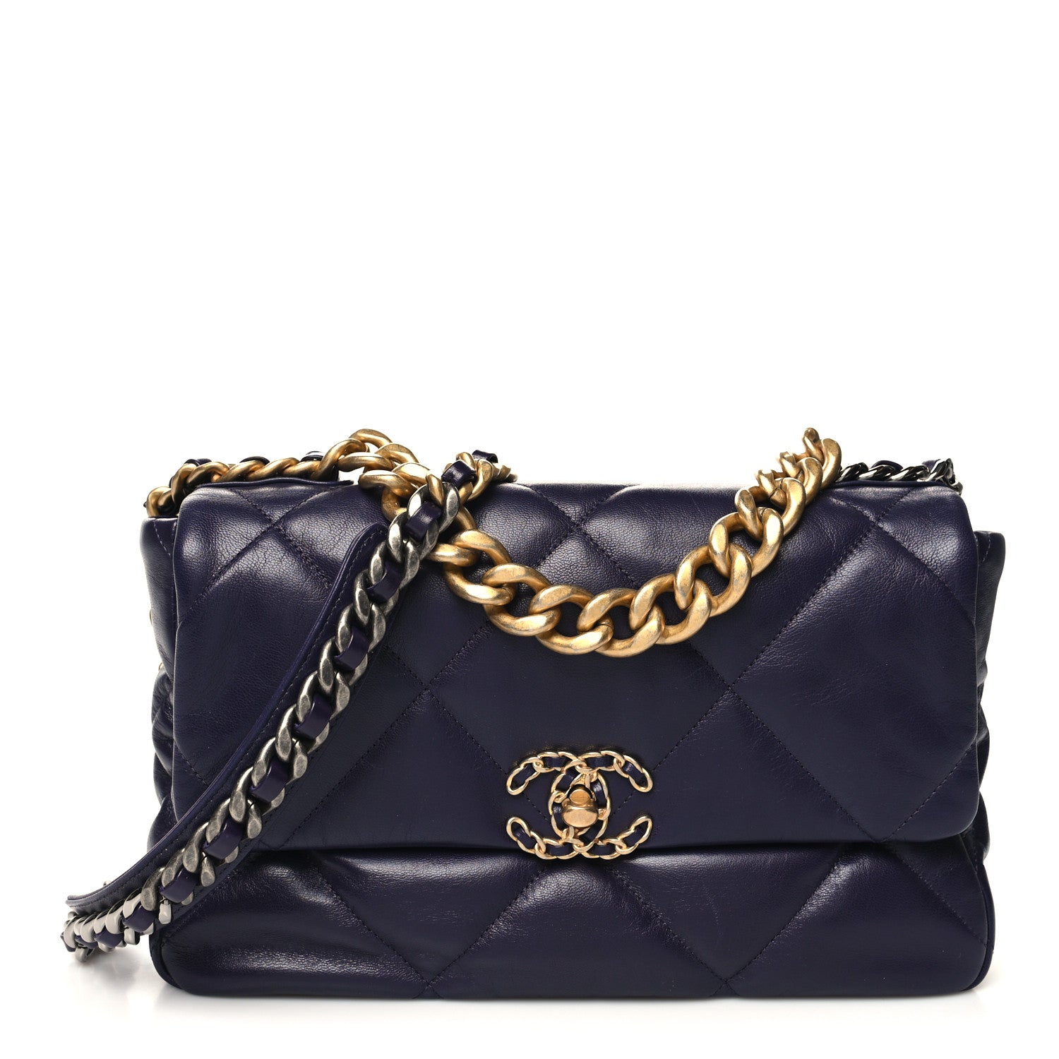 Chanel Goatskin Quilted Large Chanel 19 Flap Dark Purple 1 of 10