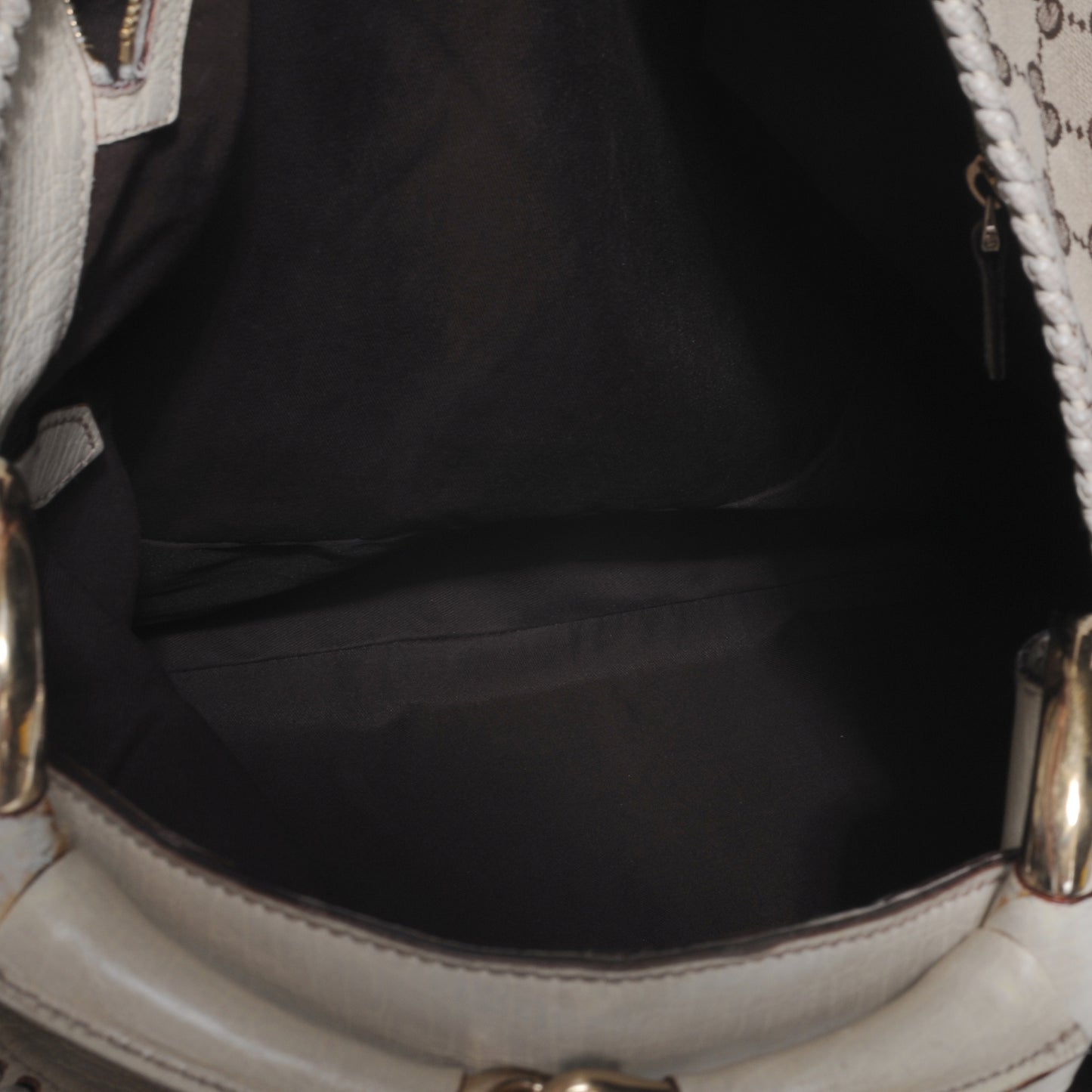 Monogram Large Horsebit Chain Hobo White