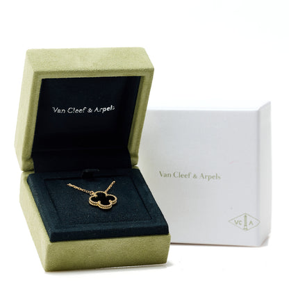 Van Cleef & Arpels 18K Yellow Gold Black Onyx Vintage Alhambra Pendant Necklace 6 of 6