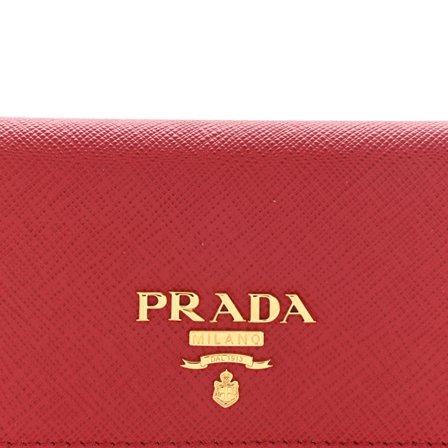 Prada Saffiano Metal Bi-Fold Card Holder Wallet Fuoco 7 of 9