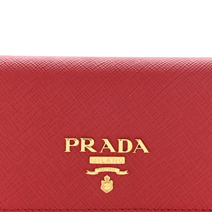 Prada Saffiano Metal Bi-Fold Card Holder Wallet Fuoco 7 of 9