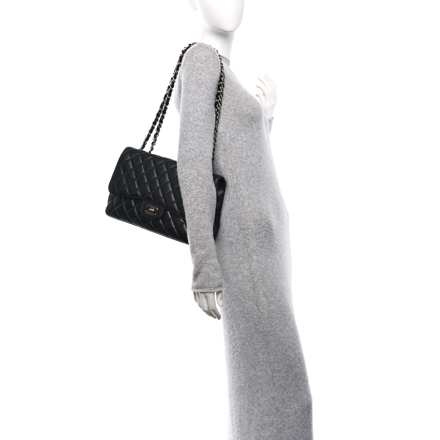 Chanel Caviar Quilted Jumbo Single Flap Black 2 of 10