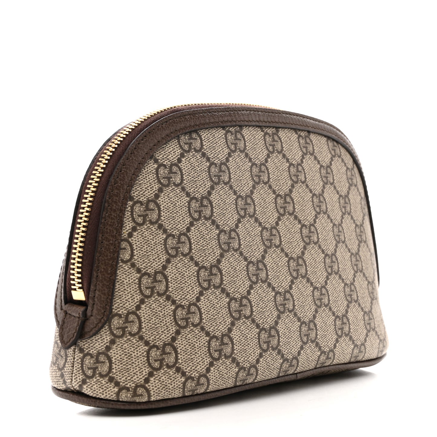 GG Supreme Monogram Textured Calfskin Web Large Ophidia Cosmetic Case Beige Ebony New Acero