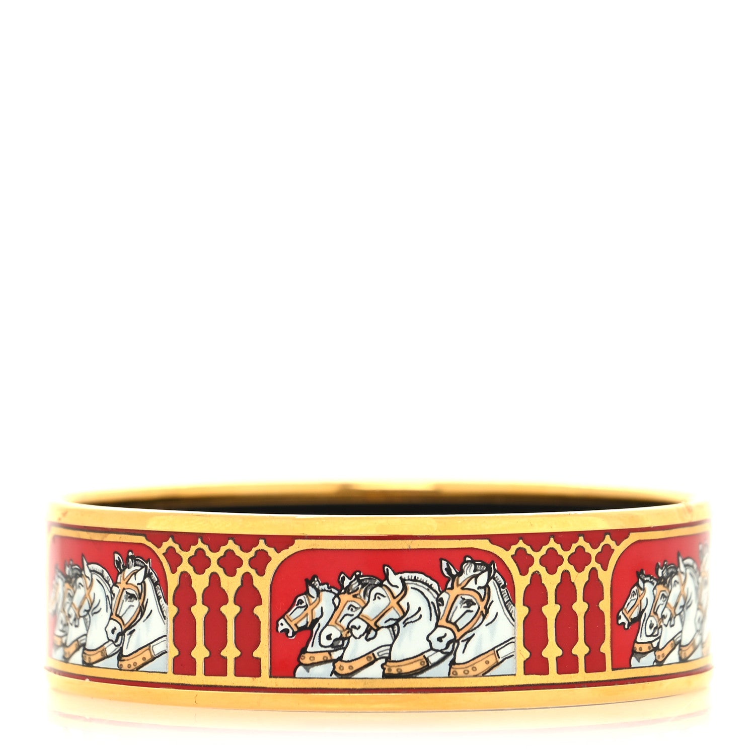 Hermes Enamel Printed Wide Horses Bracelet 65 3 of 5