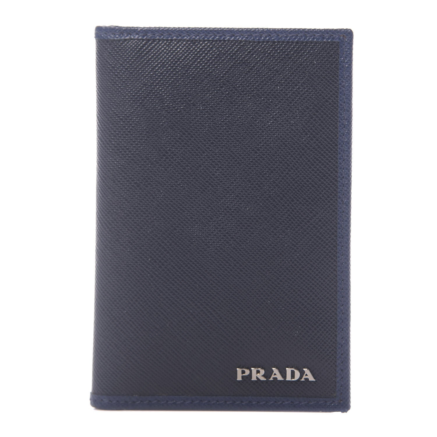 Prada Saffiano Bi-Fold Card Holder Baltico Bleuette 1 of 9
