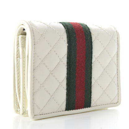 Gucci Calfskin Web Trapuntata GG Card Case Wallet Off White 4 of 8