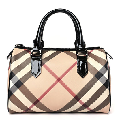 Burberry Nova Check Patent Small Chester Bowling Bag Black 1 of 8