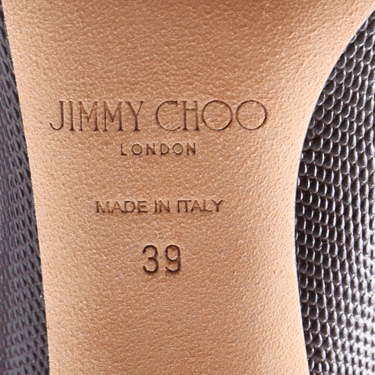 Calfskin Lizard Embossed Romy 85 Pumps 39 Brown