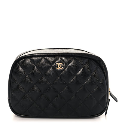 Chanel Caviar Quilted Medium Curvy Pouch Cosmetic Case Black 1 of 8