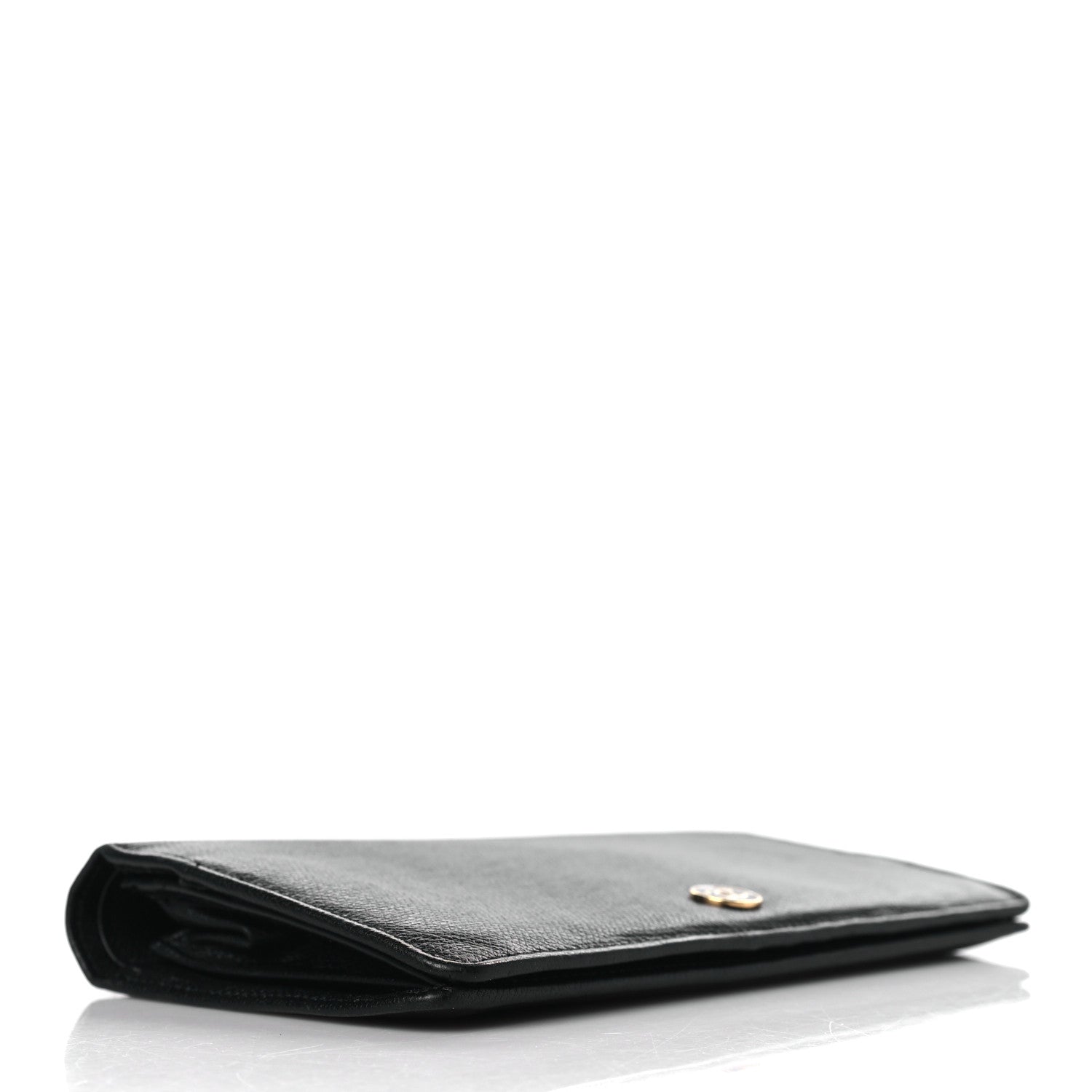 Chanel Grained Calfskin CC Button Yen Wallet Black 4 of 8