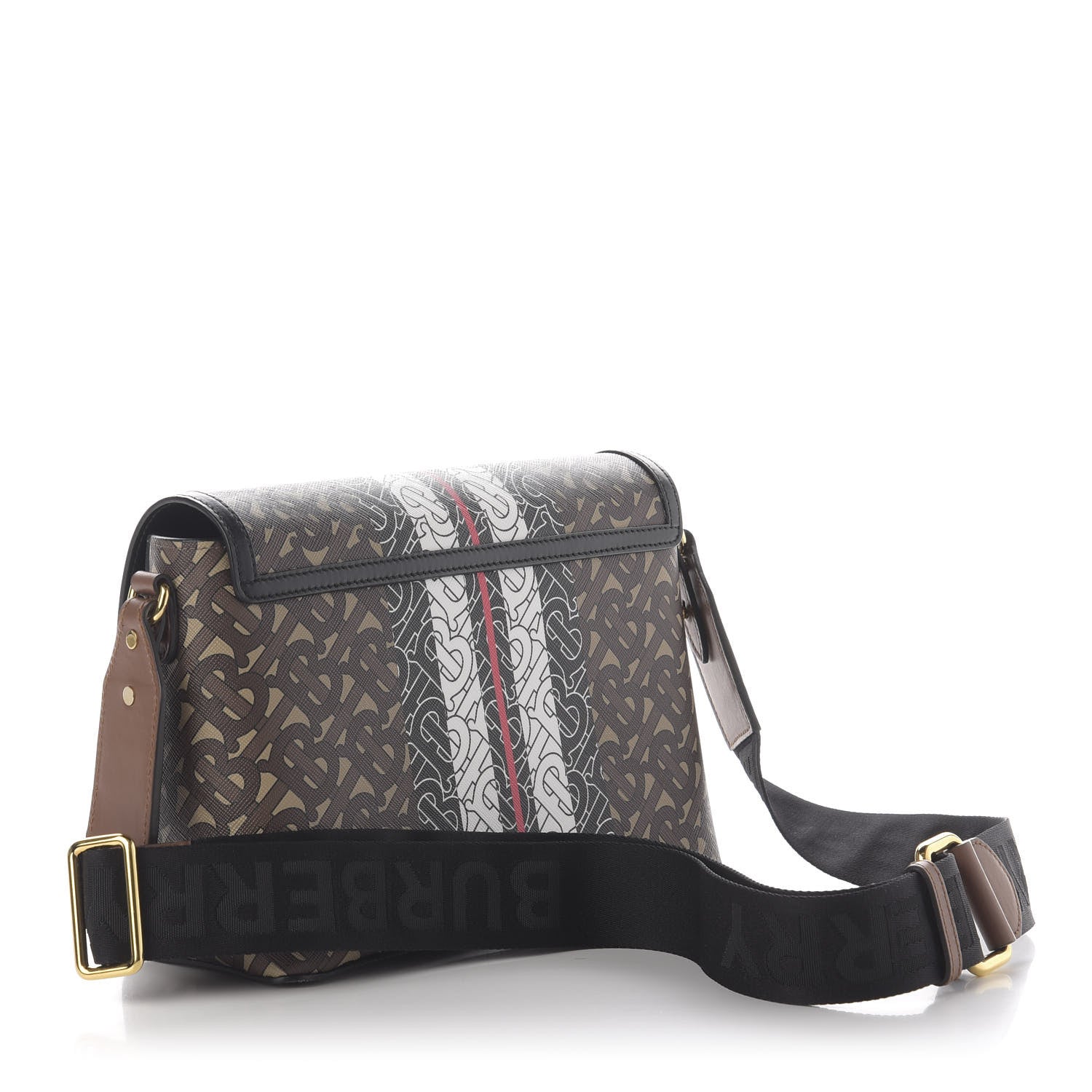 Burberry E-Canvas Monogram Stripe Note Crossbody Bag Bridle Brown 3 of 10