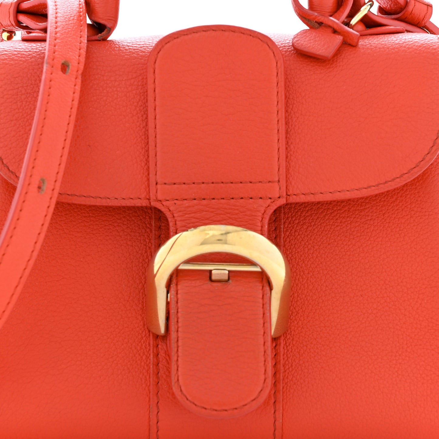 Grained Calfskin Mini Brillant Satchel Red