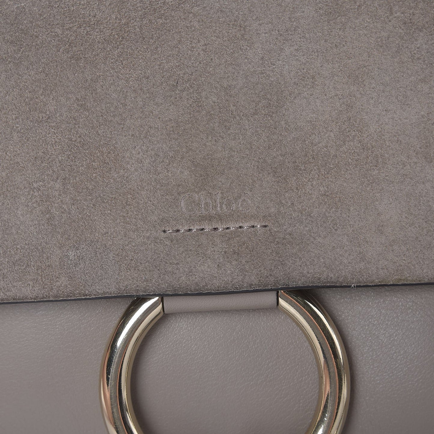 Suede Calfskin Small Faye Shoulder Bag Motty Grey