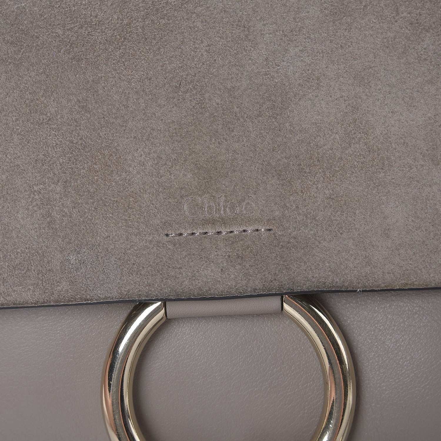 Chloe Suede Calfskin Small Faye Shoulder Bag Motty Grey 7 of 9