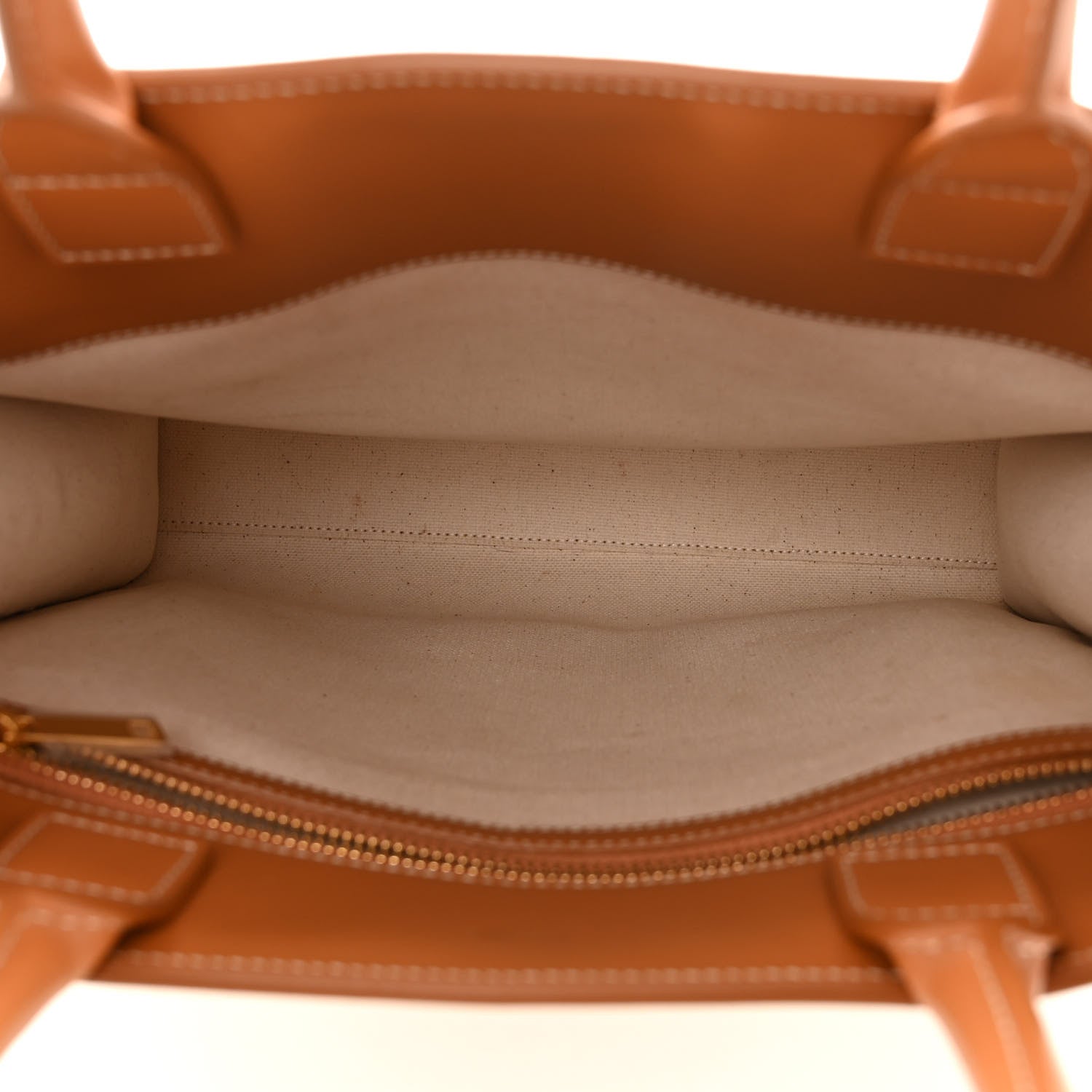 Celine Canvas Calfskin Logo Print Small Vertical Cabas Natural Tan 5 of 11